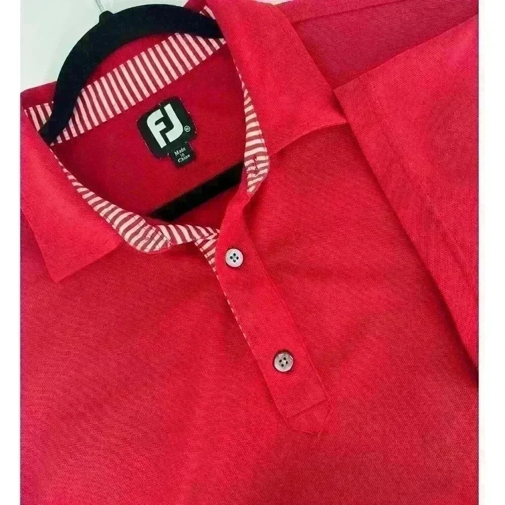 Footjoy Men's Short Sleeve polo Shirt Size XXL Embroidered Lighthouse Red Golf